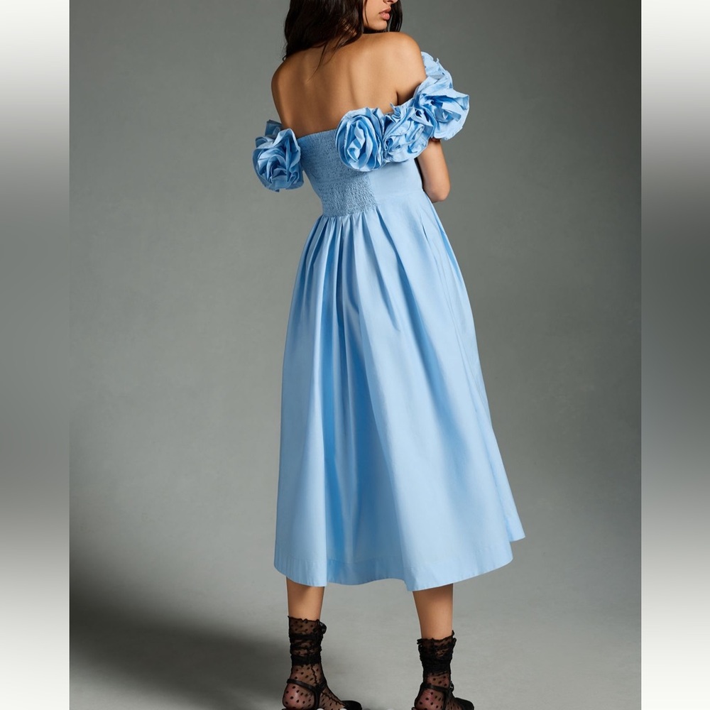 Anthropologie Maeve Elegant Blue Off-Shoulder Dress - Picture 2 of 3